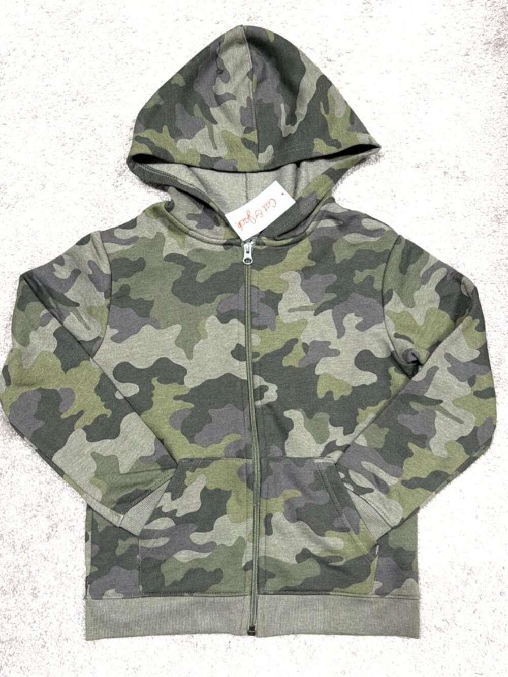 Cat & Jack Kid's Boy's Sz Small (6/7) Hoodie Fleece Zip Up Camouflage Green